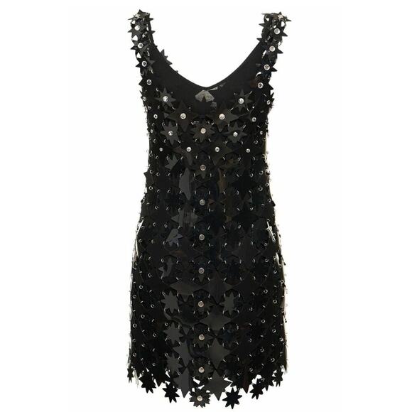 NEW $1920 Paco Rabanne RABANNE Star Embellished Mesh Mini Dresssz 36 Bla… - Picture 9 of 16